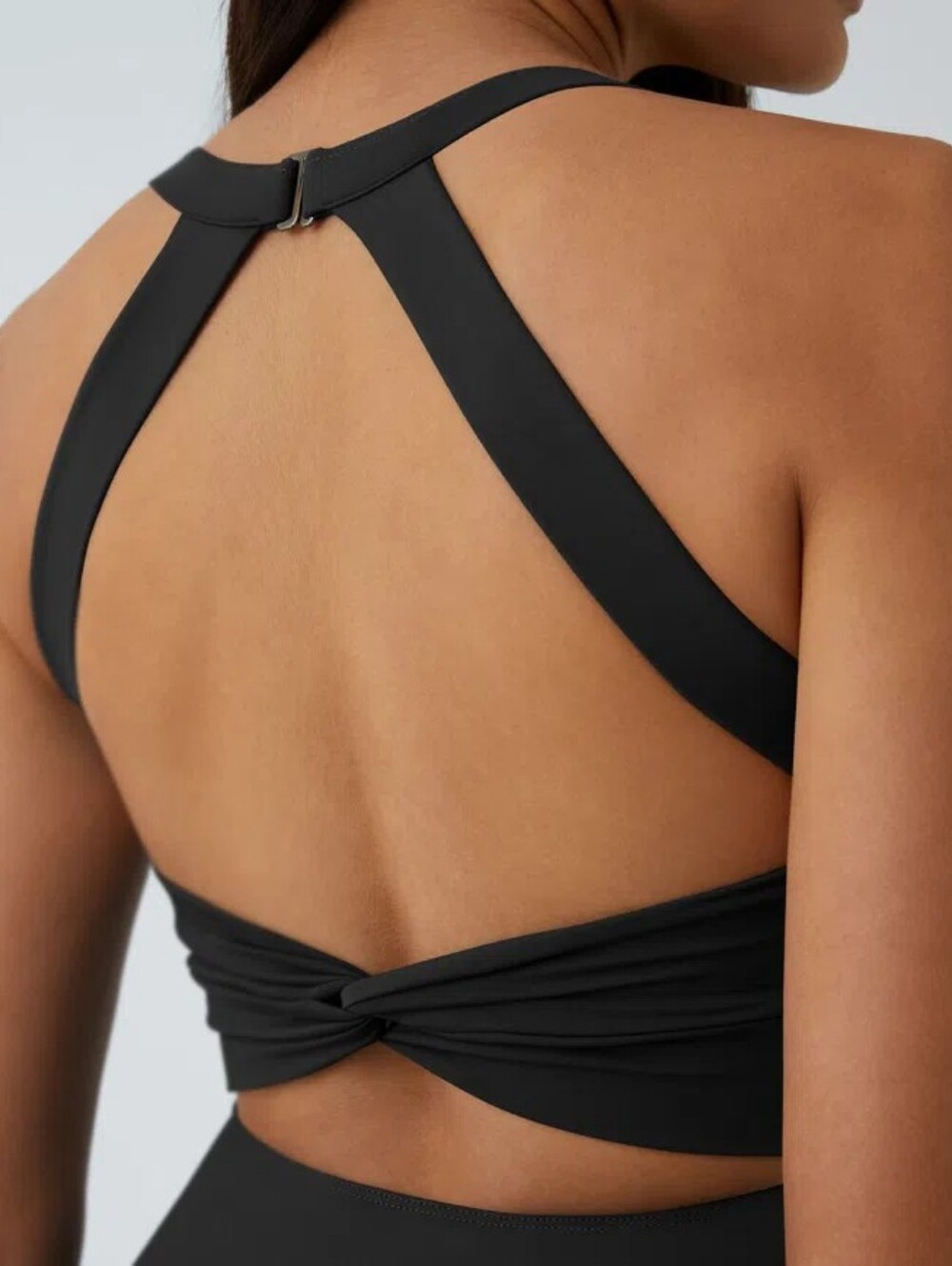 Halara NWT SoftlyZero Airy Backless Twisted Flare Mini Dress Medium Black - Picture 5 of 14